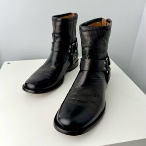 Frye Black Leather Ankle Boots